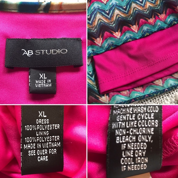 AB Studio V-neck Abstract Watercolor Dress Size XL - Picture 7 of 8